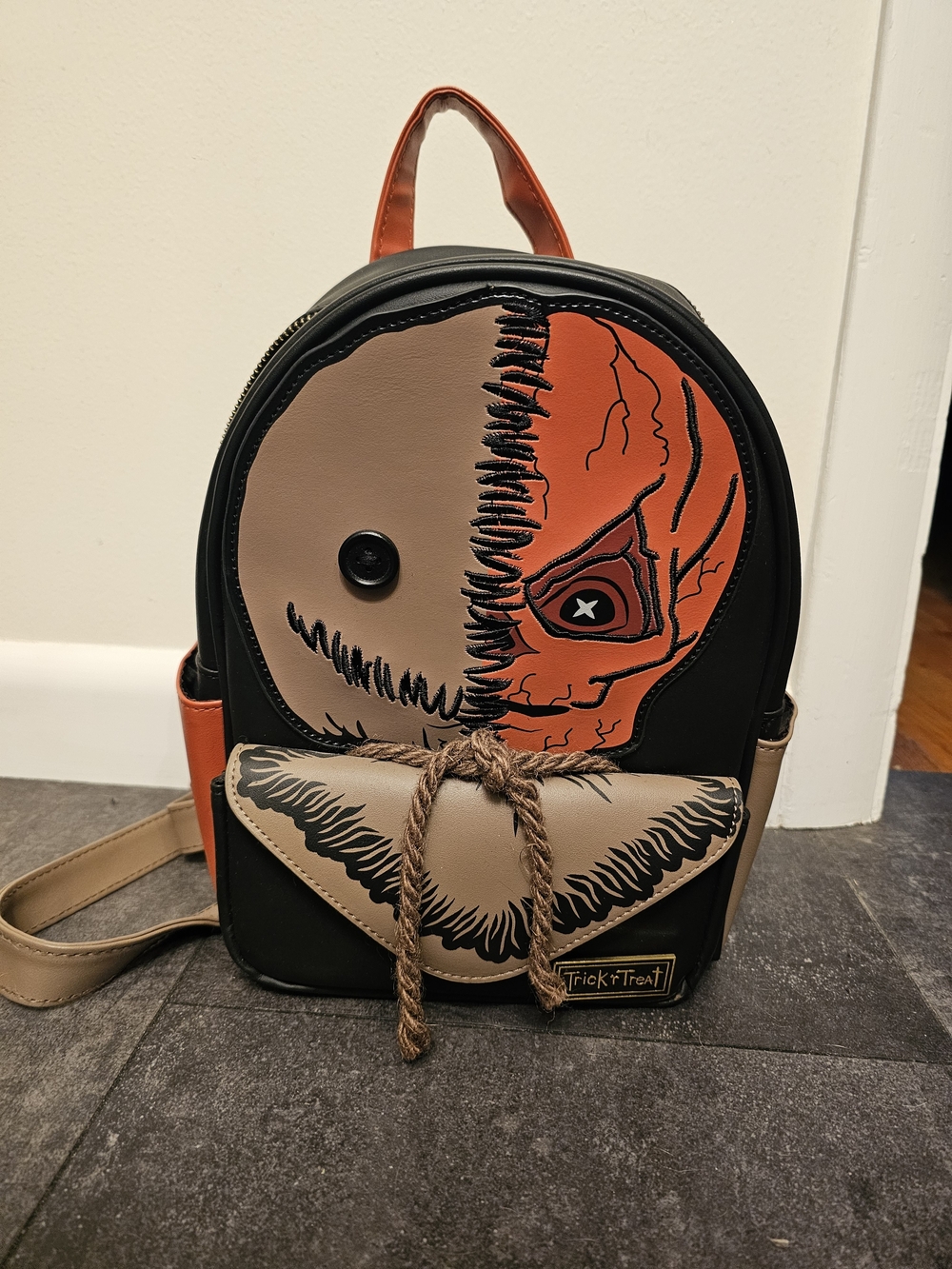 Unbranded Women’s Halloween Patchwork Mini Backpack - Black, Tan & Orange